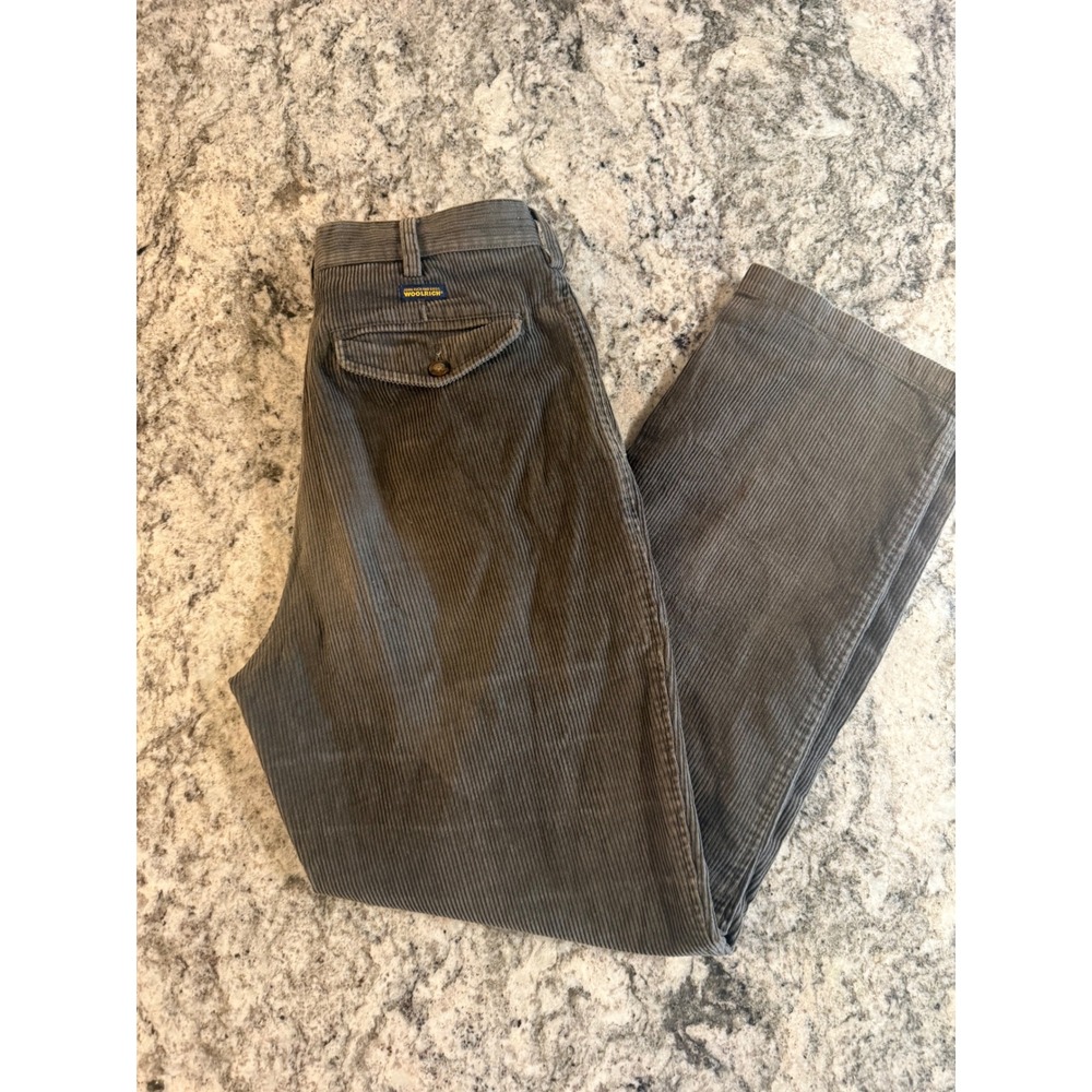 Woolrich John Rich & Bros Men Dark Loden Pleated Corduroy Pants 32x32 1956 Green - Picture 5 of 8